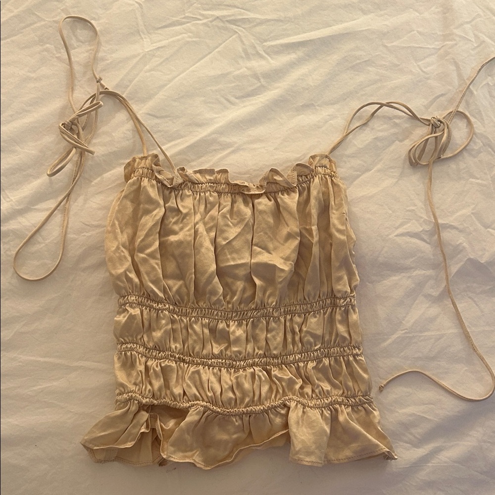 Reformation Cream Ruffled Camisole